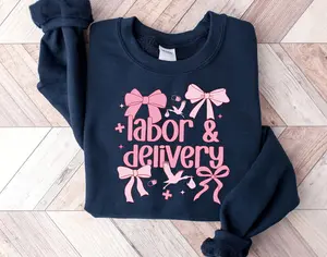 Labor and Delivery Nurse Sweatshirt, Coquette Nurse Shirt Stork Squad Labor and Delivery Shirt, Ob Nurse Mother Baby Tee, Nursing Shirt