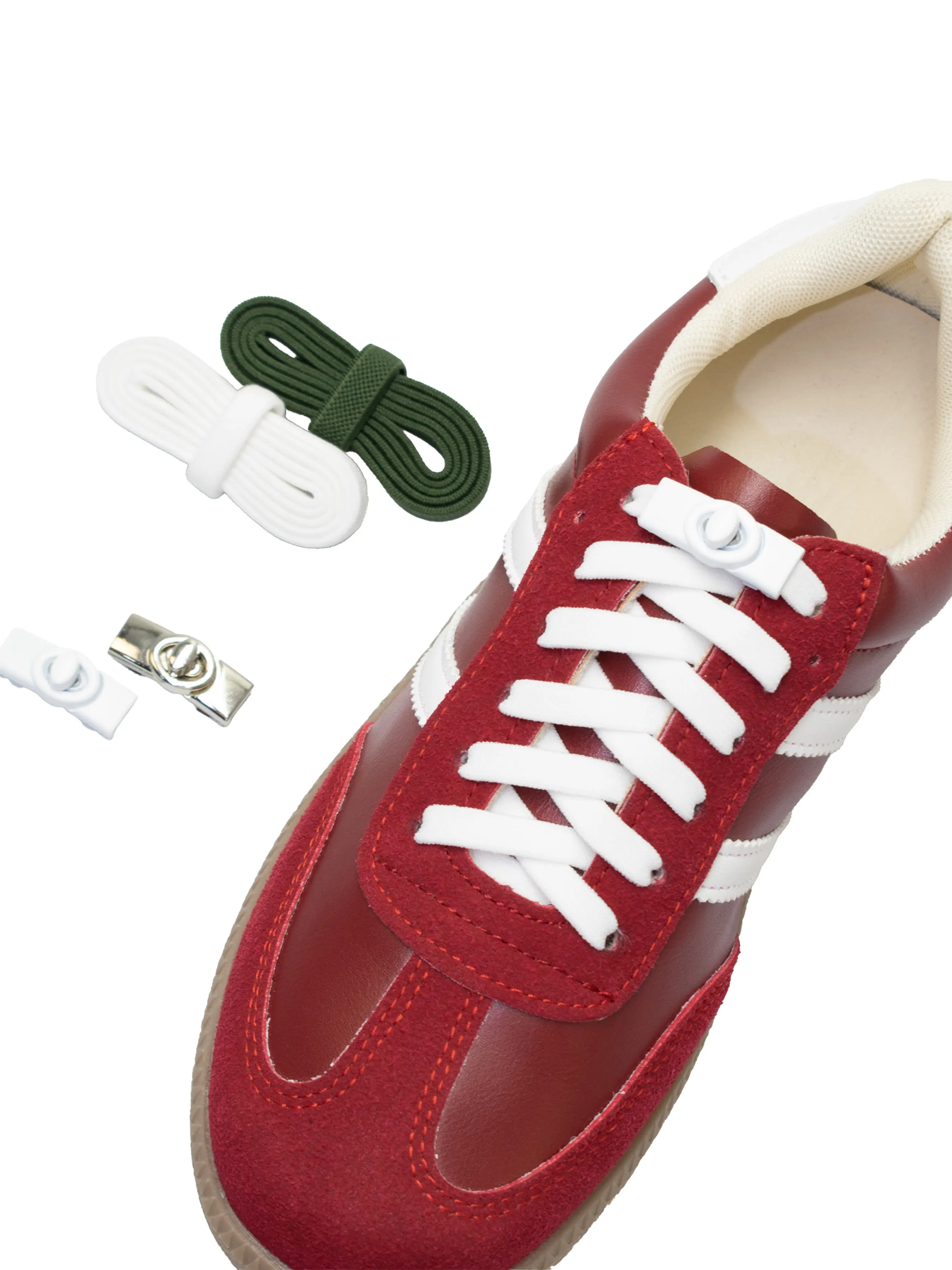 Metal Spiral Shoelace Buckle Set, Elastic Adjustable Wide Flat No Tie Shoe Laces, Unisex Sports Accessories, Easy to Use