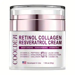 [Retinol Collagen Cream] Cooldew Luxury Retinol Collagen Resveratrol Cream With 10% Peptides, Hyaluronic Acid, Shea Butter & Vitamin A/C/E - Paraben-Free, Fragrance-Free, Non-Greasy Moisturizing For All Light Beige Types (Sensitive, Dry, Oi