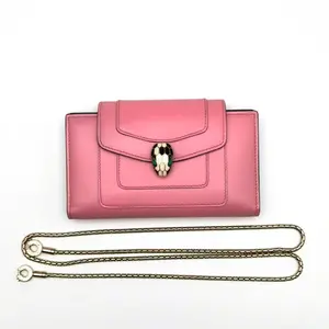 Pre-owned Bvlgari cowhide Shoulder Bags SERPENTI FOREVER Pink Calfskin Serpent Head Shoulder Bag / Crossbody Bag with Detachable Strap