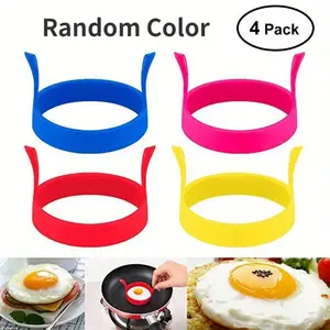 4pcs Kitchen Cooking Silicone Fried Oven Poacher Pancake Egg Poach Ring Mould