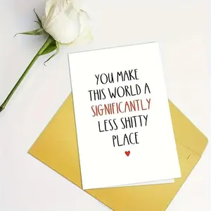 Slogan Graphic Greeting Card with Envelope, Custom Message Card, Birthday Card for Friends, Thank You Card, Gift Card for Friends & Family, Gift Ideas