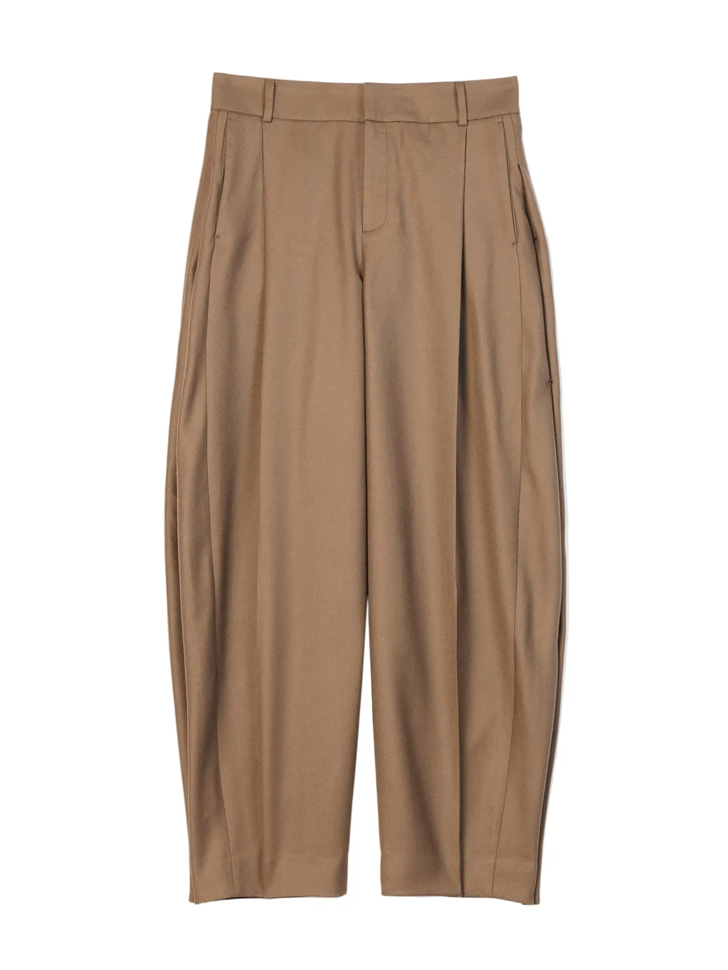 Women's Traditional Fitted Barrel-Leg Cashmere Pants, Tailored Waist Bottoms, High-Rise