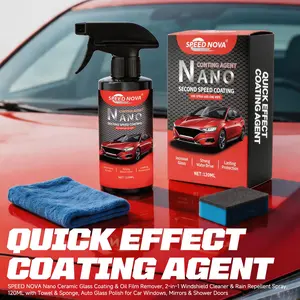 SPEED NOVA 3-in-1 Quick Car Ceramic Nano Coating Liquid (Includes Sponge & Towel), Ceramic Coating Agent with Hydrophobic & Dust-Proof Effects, for Automotive Detailing & Car Paint Waxing