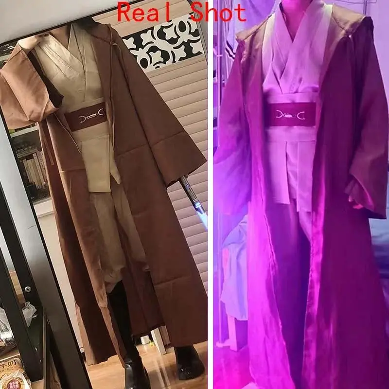 Obi Wan Kenobi Cosplay Adult Men Hooded Robe Jedi Knight Outfits Laku Tunic Costume Halloween Robe Hooded Uniform Full Set