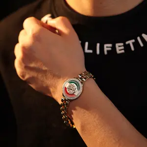 1pc High Quality Mexican-Inspired Goldene Flag Men's Bracelet with Oil-Painted Pendant, Ideal for Business Negotiation Wear, Daily Wear and Holiday Gifts, Couples Matching Items, Waterproof Jewelry