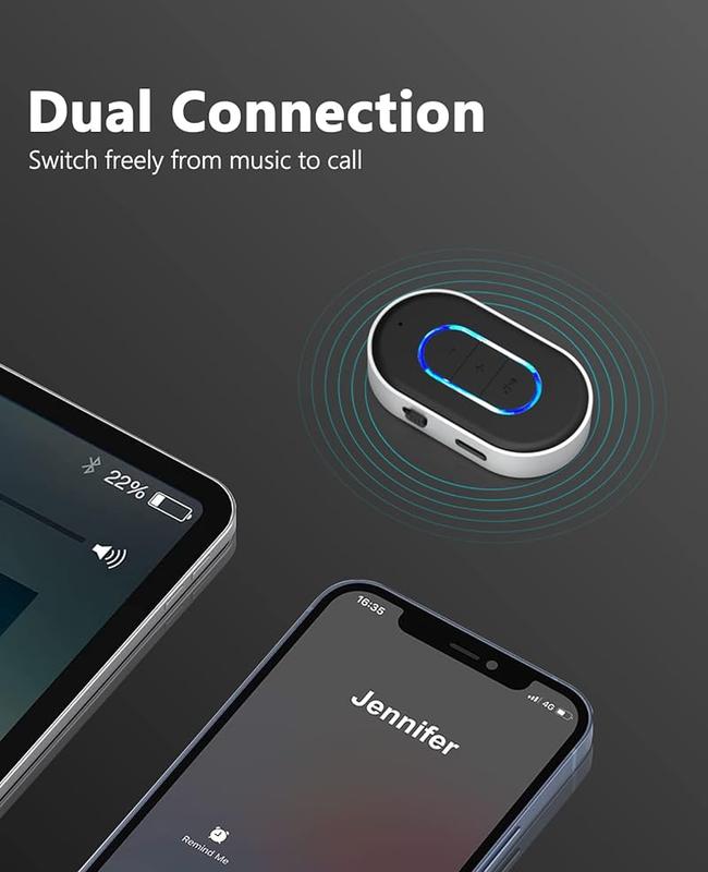 VANOTOM Aux Bluetooth 5.3 Adapter for Car, Bluetooth Car Adapter 3.5mm Aux Input, Aux to Bluetooth for Car/Home Stereo/Wired Headphones/Speaker