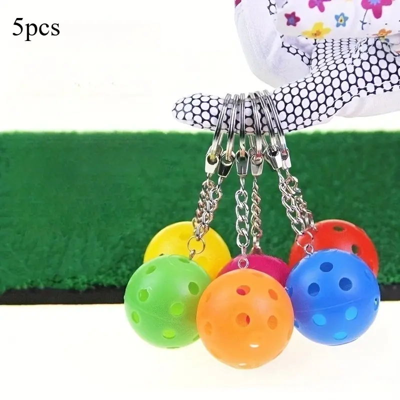 5 Pcs Pickleball Keychain, Cute Pickle Ball Key Chain Pendant, Bag Car Ornament-Golf ball keychain Hole Hole ball Keychain pendant Gift ball Colored ball Pendant cart decoration lightweight