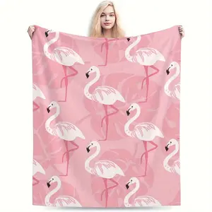 Red Flamingo Gift Blanket For Friends Gift Blanket Soft Flannel Couch Blanket TV Blanket