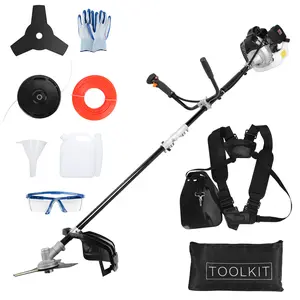 52CC Gas Powered Weed Wacker 2-Stroke Engine Professional Weed Eater String Trimmer with Brush Cutter Attachment Adjustable Shaft for Lawn Landscaping Yard Maintenance