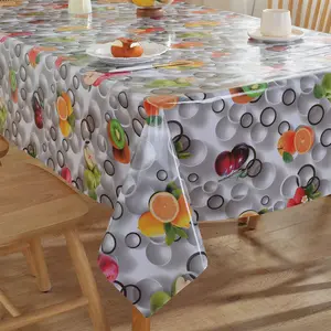 Rectangular PVC Tablecloth, High-End Fruit Pattern, Easy to Clean, Home Dining Room Table Cover, Kitchen Coffee Table Mat, Party Picnic Decor