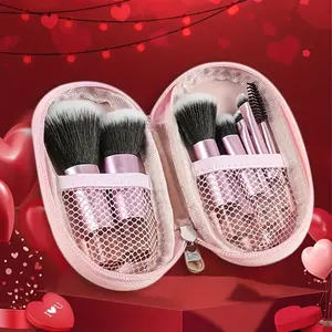 1set Valentine's Day Gift 10pcs Mini Travel Makeup Brush Set - Minimalist Design with Portable Storage Bag, Eyeshadow Brushes, Cosmetic Brushes for Versatile Makeup Application, Ideal Travel Essentials for Beauty Enthusiasts