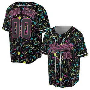 Customizable Paint Splatter Baseball Jersey: Neon Graffiti Style