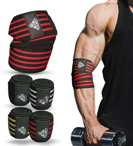 Elbow Wraps for Weightlifting (Pair), Stretchable 41" Elbow Compression Strap, Weightlifting Straps for Bench Press, Powerlifting, Pressing, Elbow Straps for Golfer's Elbow &