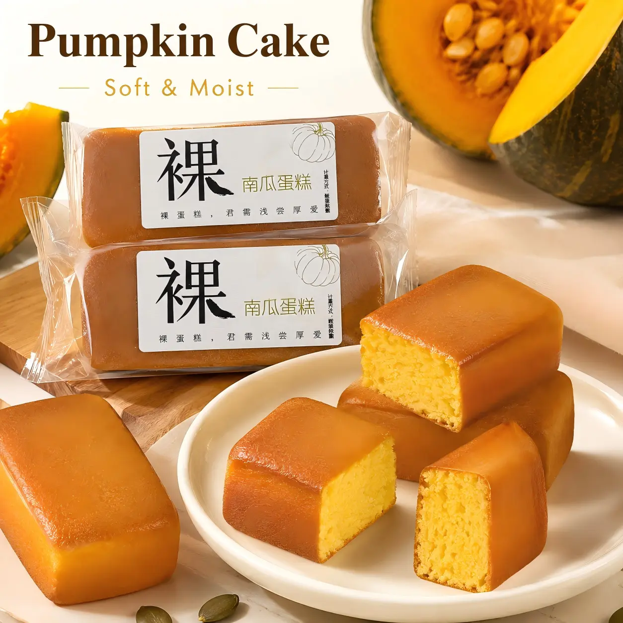 Ambient Pumpkin Soft Cakes - Moist, Fluffy Real Pumpkin Sponge, Individually Wrapped Cinnamon Snacks, Fall-Flavored Treats for Breakfast, On-the-Go Mini Packaged Options