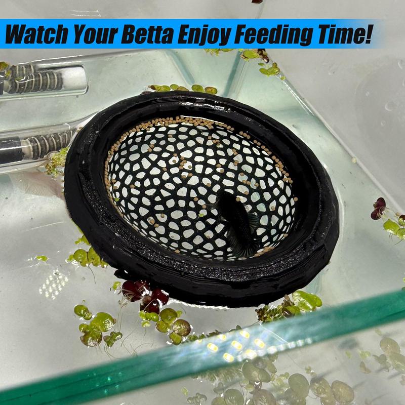 Aquarium Floating Betta Fish Skin Feeder, Cave & Hammock Combo, Small Fish Food Ring, Hideaway Decor Accessory