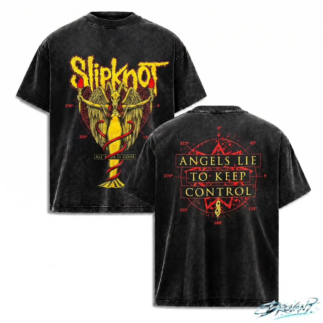 Slipknot Angels Lie Vintage Washed Oversized graphic tee for Men Women, Gothic Metal streetwear, Dark Grunge y2k clothing, Festival Shirt, A comfortable summer gift