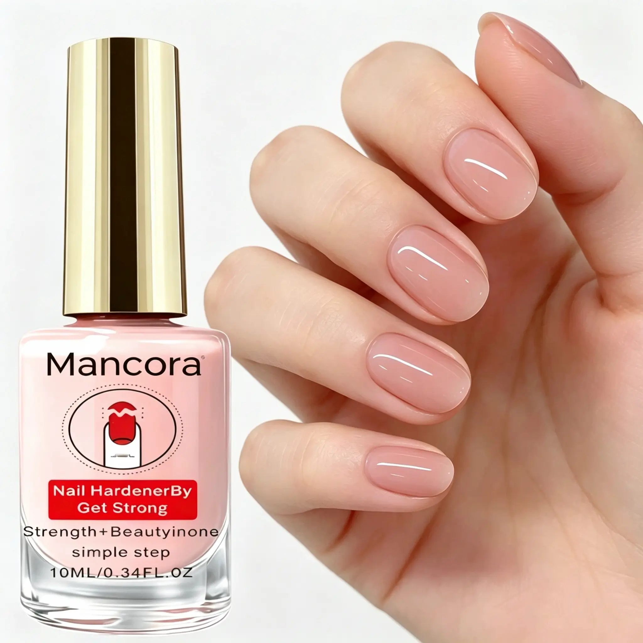 Natural Pink Nail Hardener | Air-dry nail polish with long-lasting shine; strengthens nails; applies smoothly; creates shiny, healthy nails; natural translucent pink; suitable for all seasons; nail care product; for both hands and feet