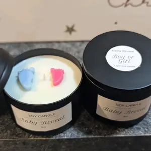 Baby gender reveal candles soy