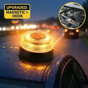 V16 Emergency Light with Hanging Hook & Top Button, Magnetic Battery Powered Roadside Flare, Waterproof LED Strobe Beacon for Car Truck Breakdown Safety Accessories
