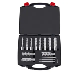 VEVOR Annular Cutter Set, 13 pcs Weldon Shank Mag Drill Bits, 7/16" to 1-1/16" Cutting Diameter, 2" Cutting Depth, M2AL HSS, with 2 Pilot Pins, Hex Wrench and Portable Case, for Using with Magnetic Dr