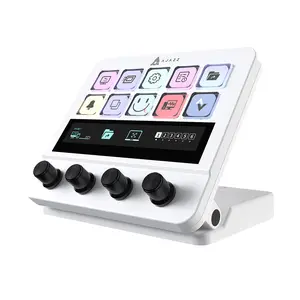 AJAZZ AKP05E Wired Desktop Streaming Controller, Multi-Function Knobs & Buttons, Customizable Functions, Touchscreen Display, 1-Touch Desktop Lighting & Device Control