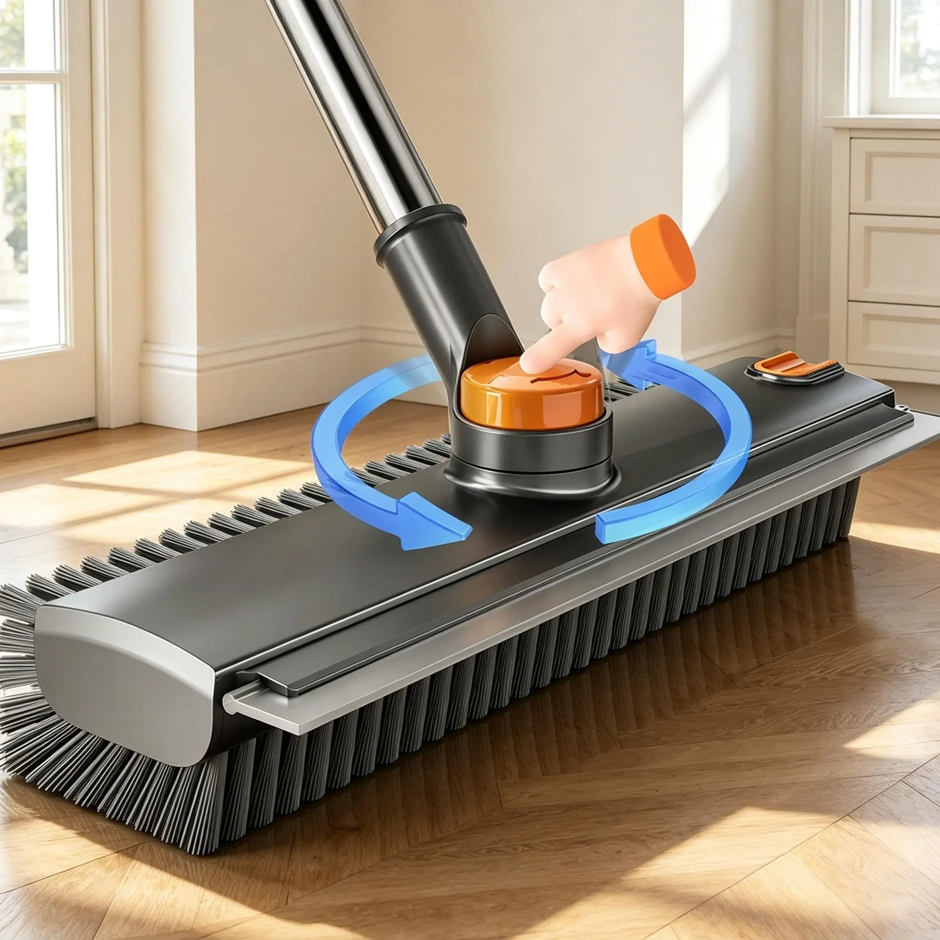 3-in-1 Long-Handled Floor Cleaning Brush  - Ergonomic Handle Sweep & Scrub Combo, Heavy-Duty Home Care Tool with Thick Bristles for Tile, Bathtub, Hard-to-Reach Corners, Fast Stain, Grime & Mold Removal