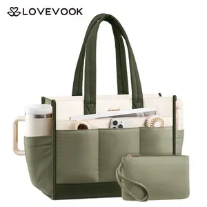 LOVEVOOK Tote Bag for Women, Puffer Laptop Handbag Work Purse 15.6 Inch for Teacher Nurse, Large Quilted Travel Tote Shoulder Bag with Zipper for College Office Clinical Gym