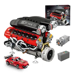 V12 Engine Building Blocks Set with Supercar Model 1309pcs Electrically Driven Moving Pistons And Gears Realistic Internal Combustion Engine Replica for Adults Teens