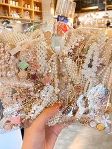 Trendy random 15 pieces - Set of elegant pearl hair clips, fashionable and elegant pearl bow hair clips, French-style hair accessory hair clips, suitable for daily use [Random mix and match] Imitation Pearl