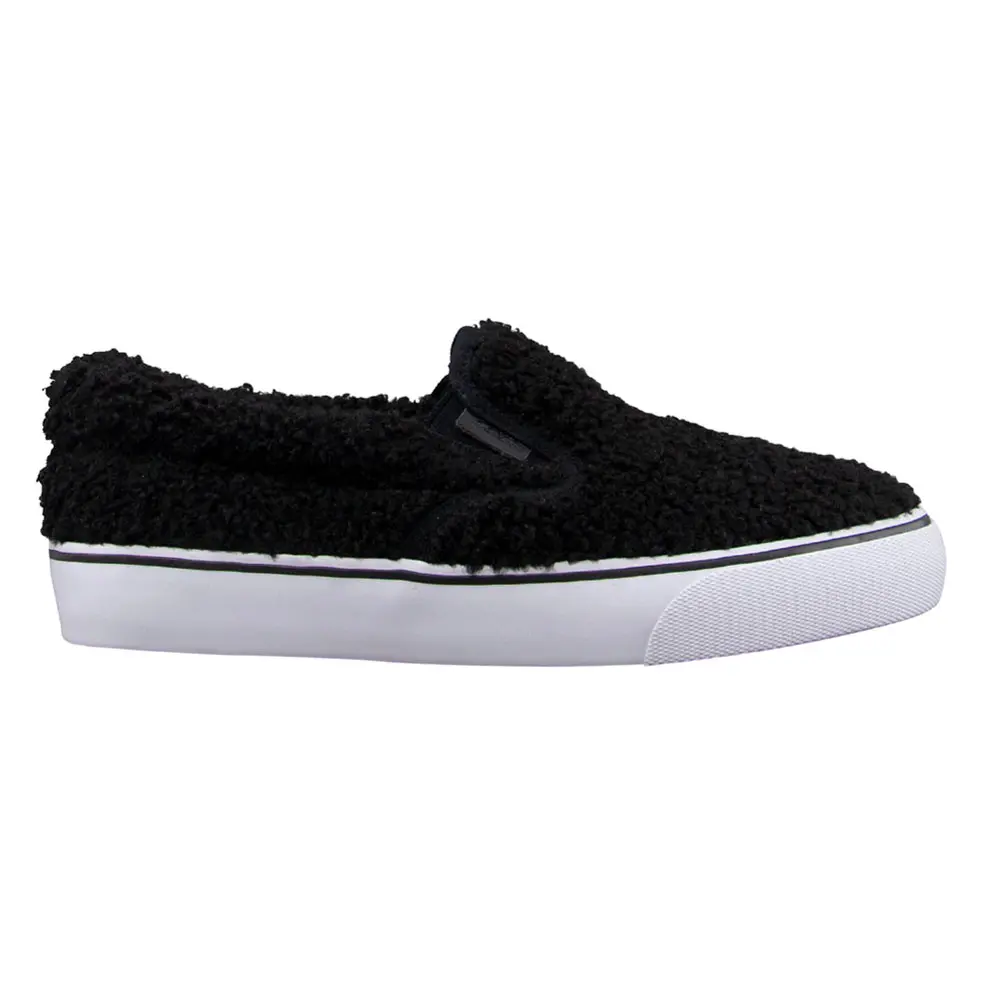 Lugz Womens Clipper Fleece Slip On Sneakers Shoes Casual - Black