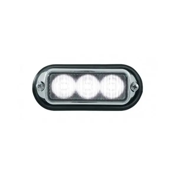 4" White High Power 3 LED Strobe Safety Warning Flasher Light / Chrome Base