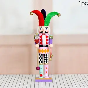 Colorful Clown Nutcracker Wooden Home Decor, Handmade Puppet Gift, Christmas Ornament, Unique Craftsmanship, Perfect Holiday Decoration
