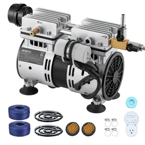 Pond Aeration System 5.2 CFM For Lake Up To 3 Acres, 3/4 HP Air Compressor, Includes 2 Diffusers And Two 100' Weighted Tubings, Aeration Pump For Outdoor Ponds And Deep Water Oxygen Circulation