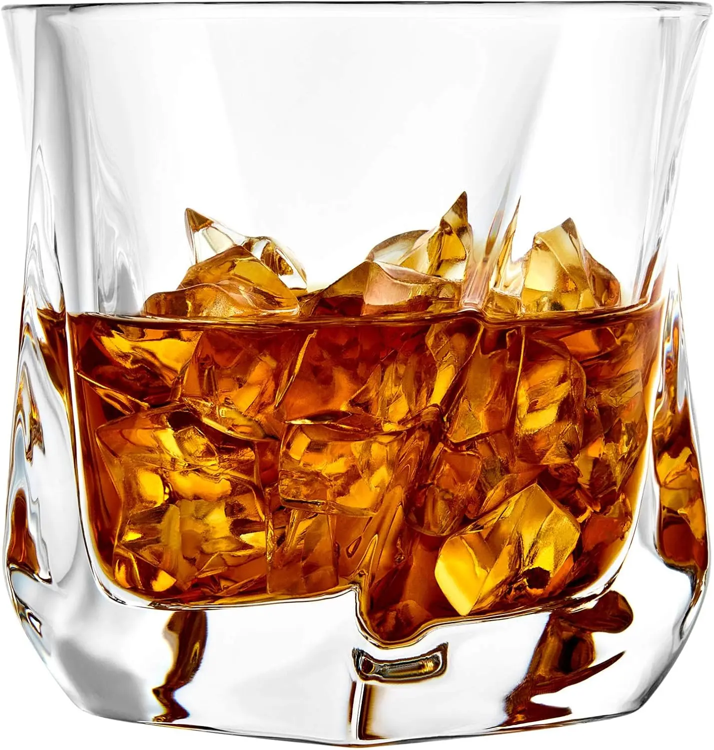 Aurora Crystal Whiskey Glass – Twisted Whiskey Glasses - Set of 2 Old Fashioned Liquor Glasses – Crystal Scotch Whisky Glasses for Bourbon – 8.10 ounces Whiskey Drinking Glasses
