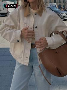 women's cotton jacket, striped fabric, button front, casual long sleeve, workwear style, multi-pocket design, spring & fall fashion