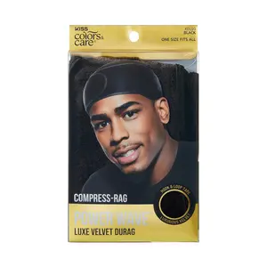 KISS Colors & Care Compress-Rag Power Wave Luxe Velvet Durag, Black