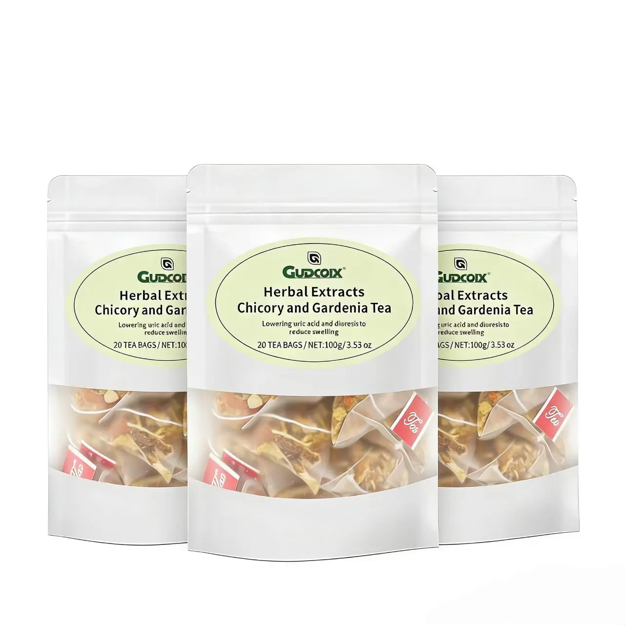 Gudcoix Chicory & Gardenia Herbal Tea Caffeine Free 20 Tea Bags 100g 3.53 Oz Ideal for Daily Consumption Soothing Sip