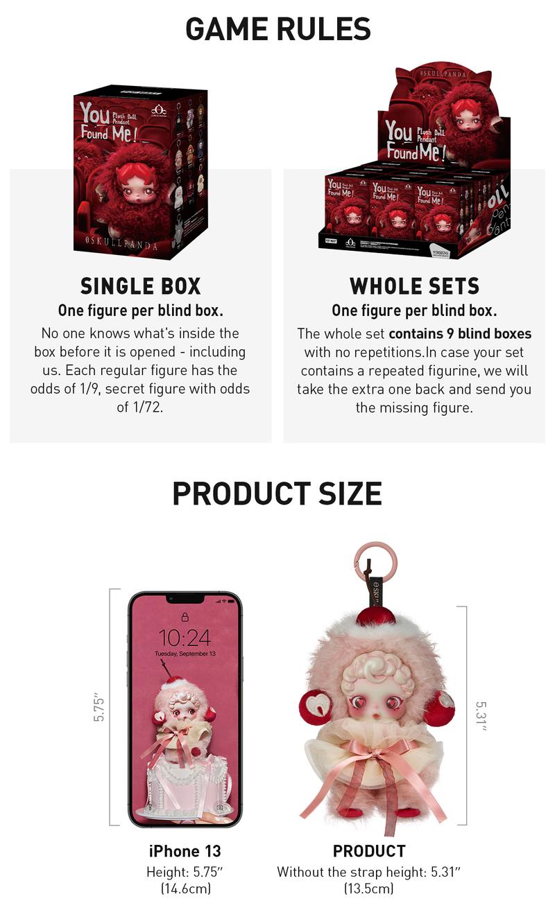 POP MART SKULLPANDA You Found Me! Series Plush Doll Pendant, Blind Box