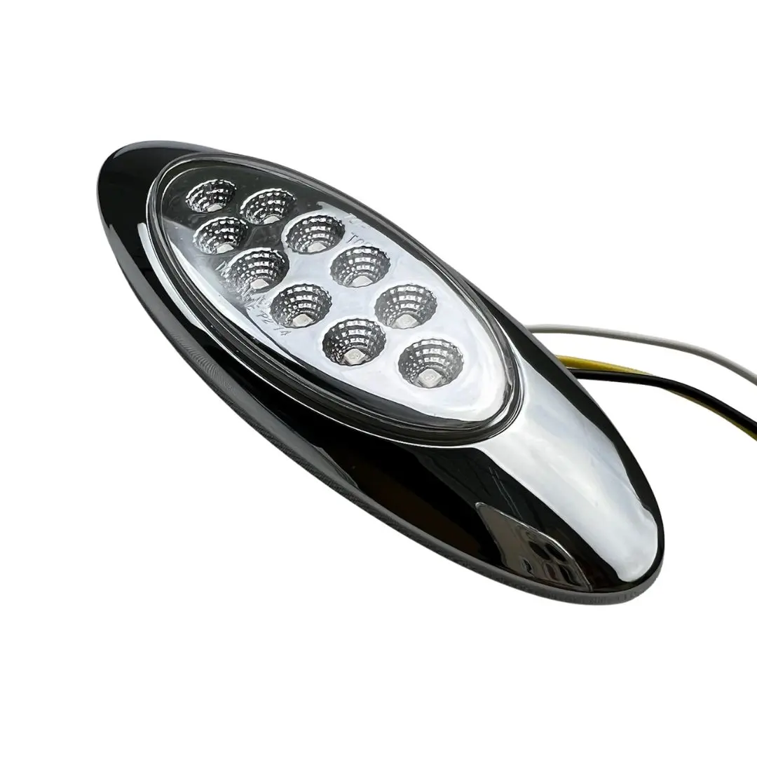 Automotive Car Light - Modern Auxiliary Marker Light with Chrome Bezel, Amber-to-Green Colorshift Glow, LED Visibility Aid for Multiple Driving Conditions & Vehicle Types