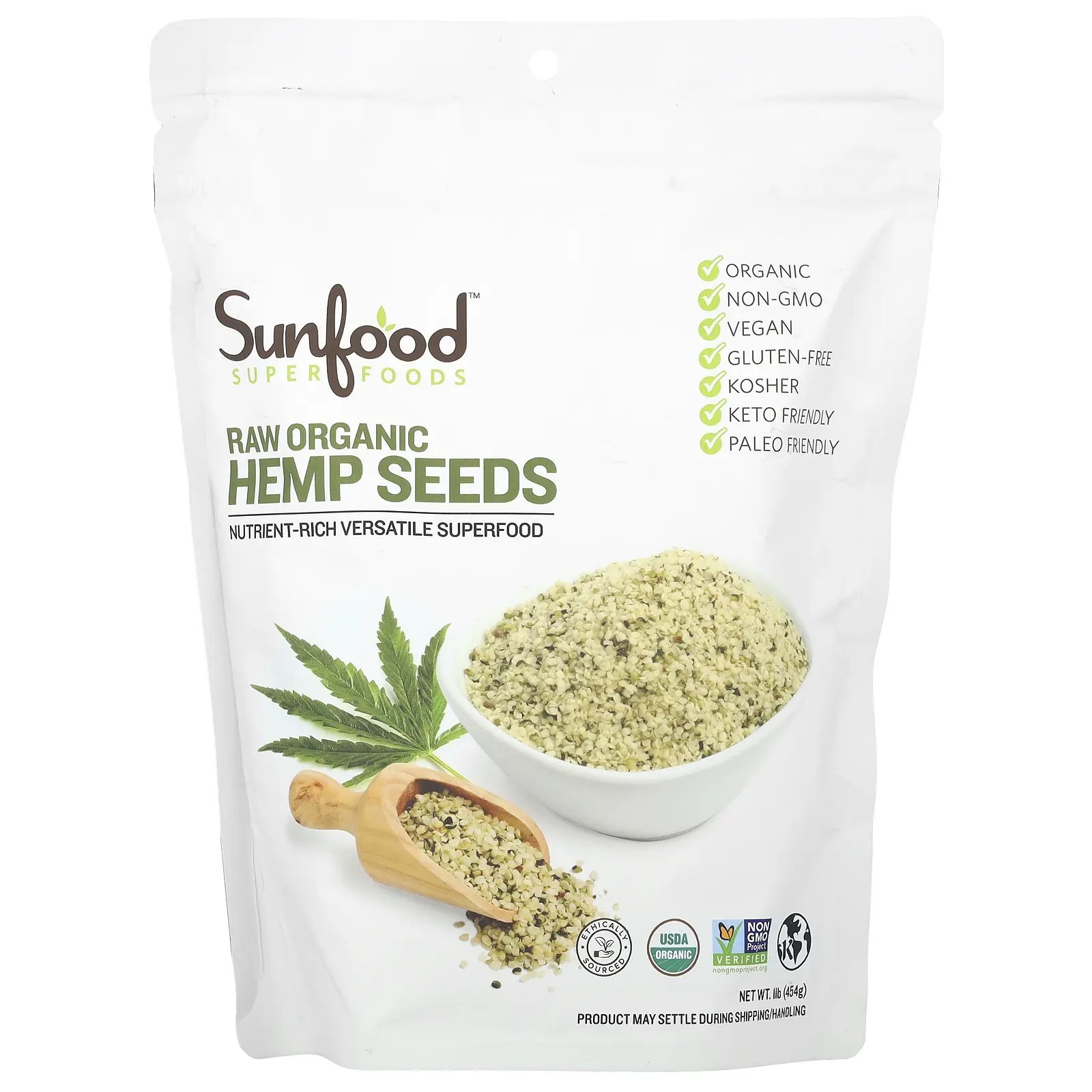 Sunfood Superfoods, Raw Organic Hemp Seeds, 1 lb (454 g) Sunfood Superfoods, Raw Organic Hemp Seeds, 1 lb (454 g)