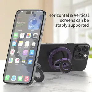 Triple Fold MagSafe Magnetic Phone Ring Holder - 360° Rotatable Dual Sided Kickstand for iPhone, Hands-Free Stand for TikTok Vlog