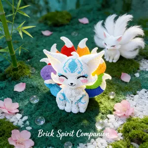 Seven-Color Nine-Tailed Fox 3D Puzzle Building Blocks Decoration, Ideal for Bookshelf Home Office Cabinet, Party Decor, Holiday Gift