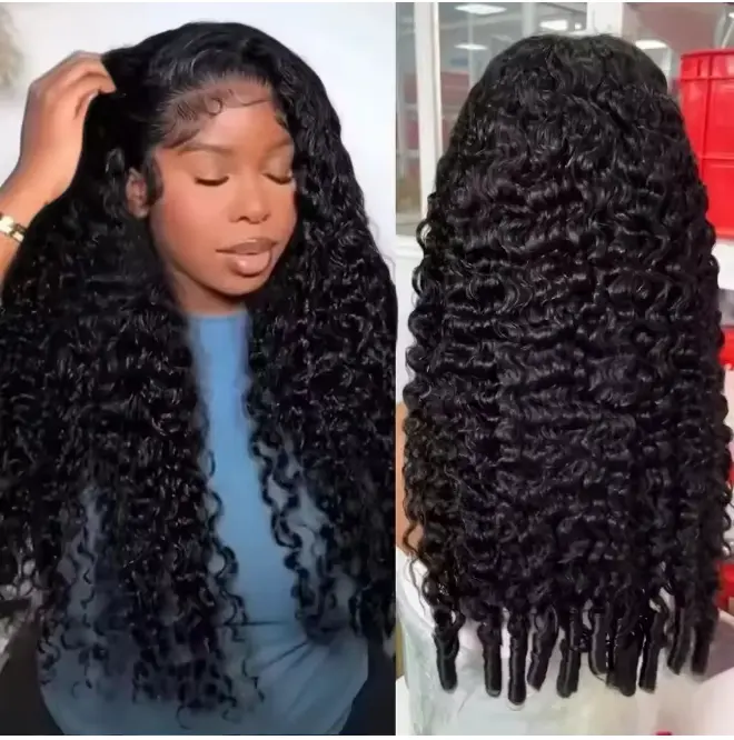 Burmese Curly Glueless Wigs Human Hair Pre plucked Pre Cut,13x6 Lace Front Wear and Go Wig Water Wave Curl for Women 180% Density 20 inch