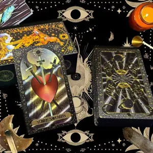 Classic Tarot 78 Cards Taluo Vitro Tarot PVC Waterproof Gold Foil Tarot Popular Waite Kaleidoscope Deck Colorful