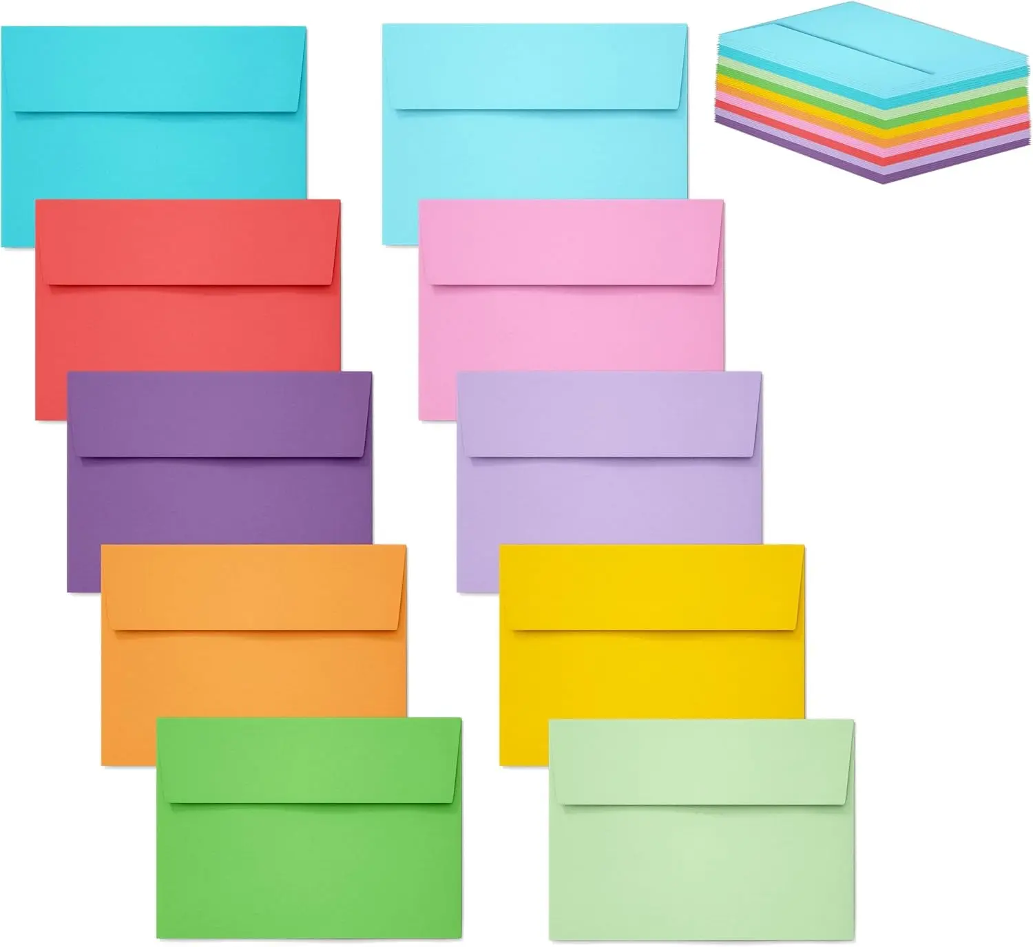 Slapaflife 50 pack 4x6 envelopes,4x6 colored envelopes for invitations, postcard, Wedding,Greeting Cards,Photos