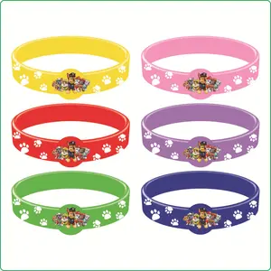 6 PCS Paw Patrol Bracelets Silicone, Anime Chase Skye Bracelet Peripherals Wrist Band Boys Girls Birthday Party Decoration Jewelry Gift