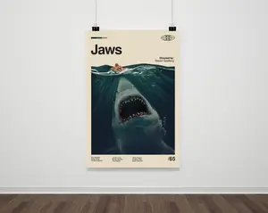 Jaws Movie Poster: Vintage Retro Style - Mid-Century Modern Art