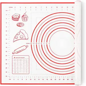 Silicone Pastry Baking Mat Dough - 16x24Inch Large Non Stick Slip Cookie Bread Rolling Mats Sheet, Kitchen Counter Kneading Cooking Board Pad Matt with Measurement for Pie Pizza Cookies Fondant Making Bakeware Utensils Cake Circular Pasta Round Navy Blue