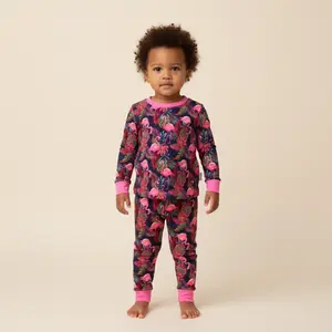 Bamboo Two Piece Pajama Flamingo Snug Fit Pajamas Soft Casual Pajamas for Kids Eco-friendly & Eczema-friendly